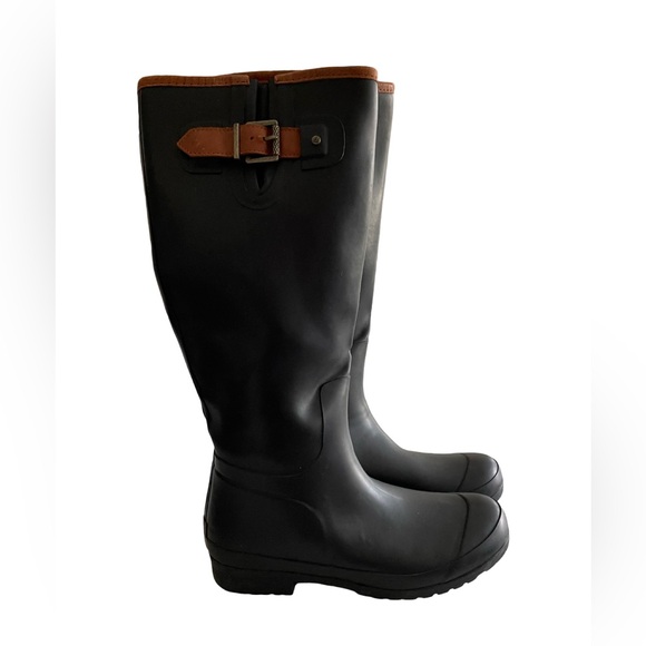 Sperry Top Sider Walker Haze Tall Rubber Rain Riding Boots Black and Brown 8 - Picture 5 of 11